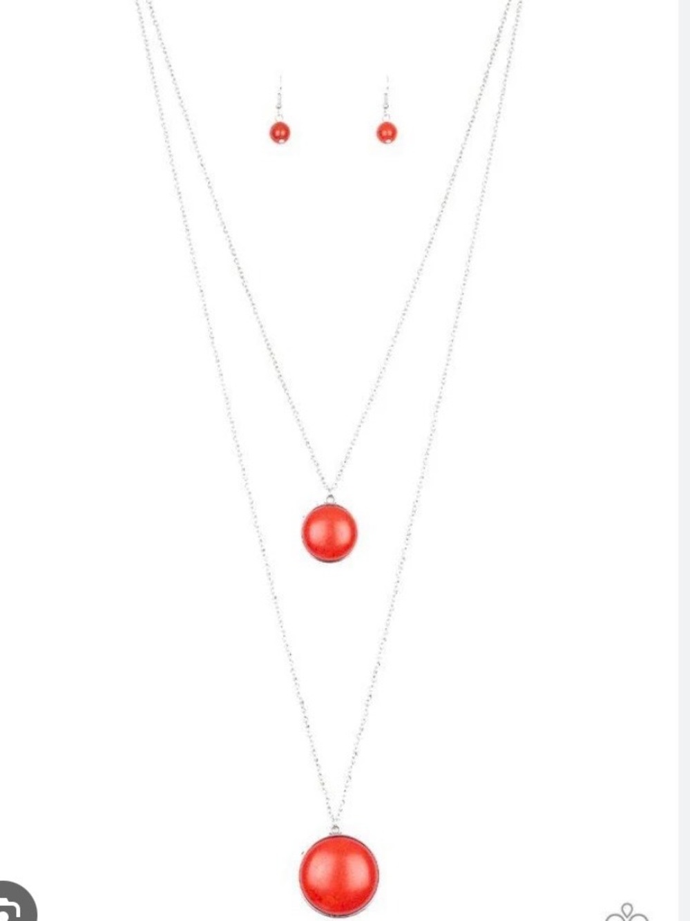 paparazzi Bold Red Layered Pendant Necklace and Earring Set